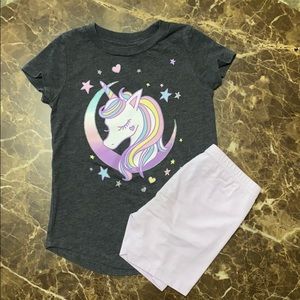 jumping beans unicorn tee and short set